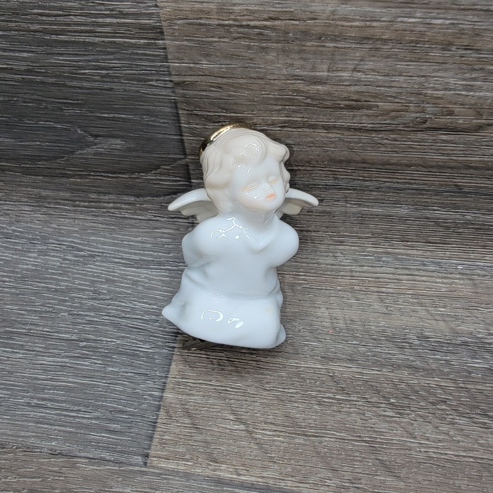 Christmas Ornament RUSS Clip On Angel Glass Ceramic‎ Porcelain Glossy Clip-On
